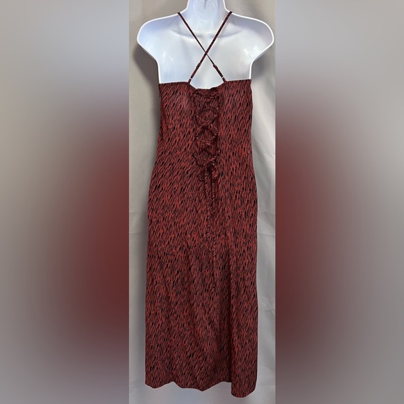 Leith MIDI Dress Rust Henna Size XS Women’s Zipper On The Side - Picture 3 of 13